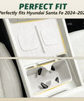 Hyundai Santa Fe 2024 2025 2026 cup holder insert with wireless charging pad protector white interior 2 pack installed