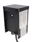 Low Voltage Outdoor Lighting Transformer With Photocell And Timer, 120W 12V Output, ETL Listed, black casing, rear view