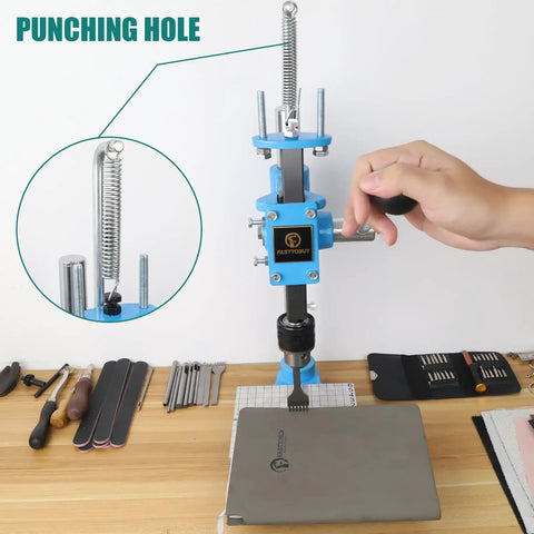 Leather Hole Puncher Hand Punching Machine Manual Press for DIY leather crafting, punch holes and forming, heavy duty stamping tool