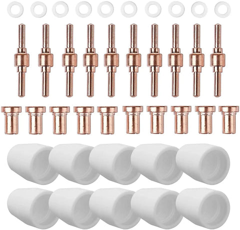 Extended Tip Plasma Cutter Consumables Kit For PT31 JG-40 LG40 Torch Fits RBC 4000 4500 5000D Includes Nozzle Electrodes Shield Cups Gas Rings