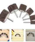 Get That Shiny Look With 12 Pcs Abrasive Flap Wheels, cylindrical brown metallic grinders for polishing.