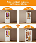 L Shaped Corner Closet System With Nine Roomy Drawers And Spacious Open Shelves Freestanding Modular Wardrobe Organizer loaded with heavy duty hanging rods.