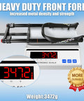 Beefy 20x4.0 Fat Tire EBike Air Suspension Fork With 185mm Travel 135mm Hub 9mm QR on scale, weight 3472g