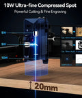10W Laser Engraver And Cutter With App Control 400 By 400Mm Work Area 0.01Mm Precision High Speed Up To 333Mm Per Second demonstrating laser path and cutting ability on wood