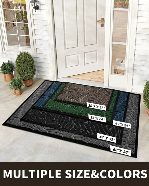 All Season Waterproof Front Door Mat For Indoor Outdoor Use 29.5x17 Non Slip Doormat For Garage Patio Entryway Brown
