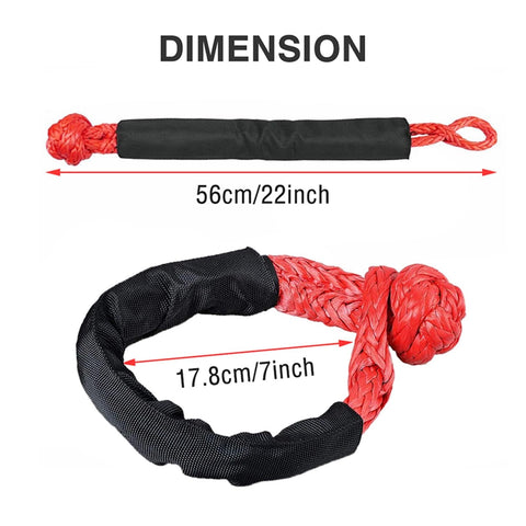 Dimensions of 4x4 Recovery Soft Shackle Set 2 Pack With Protective Sleeve And Floats Flexible Synthetic Cable