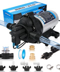 Heavy Duty 110V Ac Diaphragm Water Pressure Pump With 4.0 Gpm Flow And 50 Psi, fittings and accessories for installation.