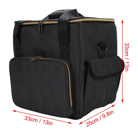 Vinyl Record Storage Bag With Cationic Fabric Thick Padded Base Dual Zippers Removable Dividers Non Slip Feet Travel Case