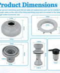 Dimensions of Large Inlet Air Nozzle For 1900 To 2450 GPH Pool Pumps, Pool Return Jet Replacement Part Kit For Above Ground Pools
