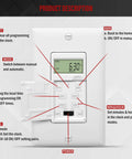 No-Fuss Programmable Digital Timer Switch For Lights, Fans, And Motors, 7 Day Scheduling With 18 On Off Settings, Single Pole, White