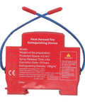 Hella Smooth Automatic Fire Extinguisher Aerosol Spray Sticker With Rock Solid Back Adhesive For Vehicle Engine Bay and Home Garage Safety Boss Level Heat Resistant Flame Retardant Protection 10g Capacity - detailed view of the device features and safety instructions.