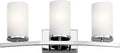 Chrome 3 Light Vanity Light For Bathrooms With Satin Etched Cased Opal Glass, Sleek Modern Yet Classic Chrome Finish, 23 Inch Long