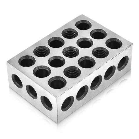 Waltyotur 1-2-3 precision block jig, steel block with 23 holes for milling setup and inspection