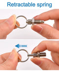 Six Piece Slick Spring Plunger Set With Smooth Pull Ring And No Sweat Quick Release Pin Using Drop Cam Design Built From Pro Grade Corrosion Proof Stainless Steel demonstrating retraction mechanism.