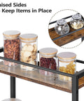 Slim Rolling Cart On Wheels For Small Spaces Mobile Kitchen Cart With Narrow Design Rustic Brown Finish Guard Rails Secure Storage