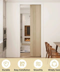 Installed Six Foot Pocket Door Kit With Commercial Grade Sliding Hardware, Aluminum Box Track, Black Finish, home interior view