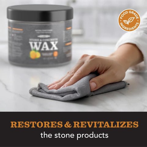 Natural Stone Wax Sealant Pro Grade For Soapstone, Slate And Concrete Countertops With Carnauba And Beeswax, 32 Ounce jar close-up