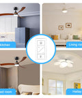 Image showing Slick Smart Dimmer Switch With Wireless Remote Control in kitchen, living room, bedroom, and hall.