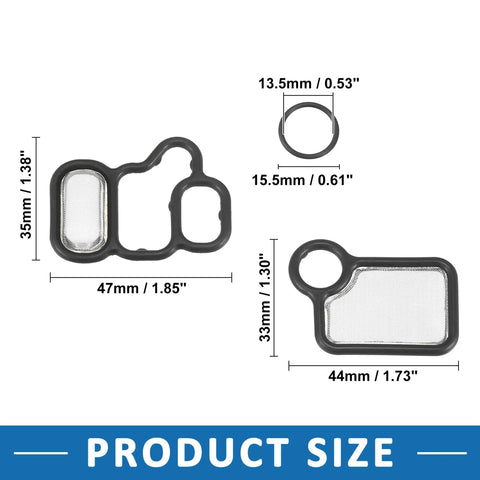 Product dimensions of Solenoid Gasket Set 91319 PAA A01 15815 RAA A02 15845 RAA A01 VTEC Gasket Spool Valve Filter Screen for Honda