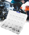 Durable Stainless Steel E Clip Assortment Kit 120 Pcs External Retaining Rings Set With Storage Box and mechanic using clips on engine