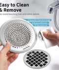 Premium Shower Drain Hair Catcher And Clog Prevention Protector Fits All US Standard Flat Drains, stainless mesh, 4.7 inch design.