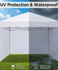 Heavy Duty 300D Oxford Waterproof Canopy Sidewalls 10x10 Pop Up, 3 Pieces With Zipper Panels, shown in sun and rain
