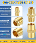 12 Pack Brass Pipe Fittings Set With 6 Pieces 1/8 NPT Male To 1/8 NPT Male Hex Nipples And 6 Pieces 1/8 FNPT To 1/8 FNPT Brass Couplings