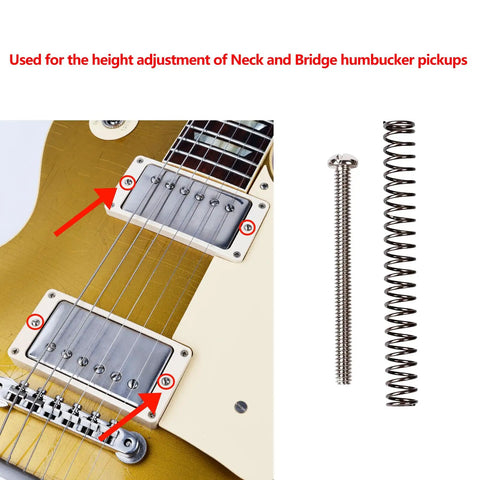 Badass Vintage Slotted Head Humbucker Pickup Height Mounting Screws And Return Springs For Gibson Emg Dimarzio Seymour Duncan Guitars on electric guitar.