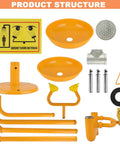 Emergency Eyewash And Shower Station Kit With Dual Nozzle Design, ANSI Z358.1-2014 Certified, components laid out