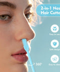 Person using Five Pack 2 In 1 Nasal Hair Cutter Double Sided Nose Hair Trimmer Upgraded 360 Degree Rotating Manual Nose Trimmer
