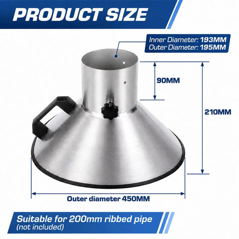 Bad Boy Stainless Steel Fume Extractor crafted to tackle thick welding fumes, 450MM outer diameter, suitable for 200mm ribbed pipe.