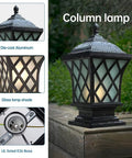 Outdoor Column Light With IP54 Waterproof Rating Glass Shaded Aluminum Post Lamp For Villa Garden Park Lighting Black