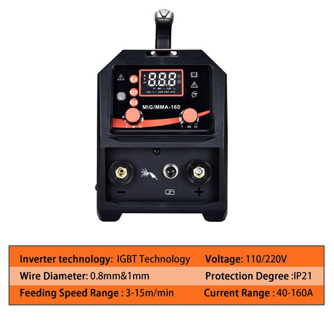 4 In 1 Portable Inverter Welder 160A Dual Voltage Workhorse For MIG TIG ARC Stick Welding control panel