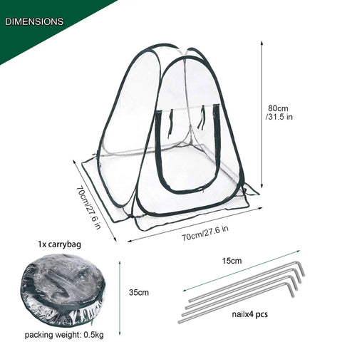 Pop Up Greenhouse Cover For Winter Gardens, Mini Backyard Plant Shelter With Transparent Window, PVC Frost Protection Greenhouse, Easy Setup, Ground Nail Fix, Ideal For Seedlings, Flowers, Veggies