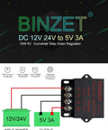 Tailgate Ready DC DC Step Down Buck Converter Voltage Regulator for 12V to 5V 3A output with protection features.