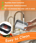 Washing detachable stainless steel container of Portable Electric Lunch Box Warmer With 100W Fast Heating, 1.8L Capacity.