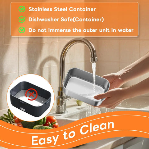 Washing detachable stainless steel container of Portable Electric Lunch Box Warmer With 100W Fast Heating, 1.8L Capacity.