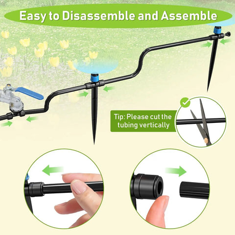 Easy DIY 118 Foot Drip Irrigation Kit With Quick Connects For Lawn Garden Beds Raised Beds And Greenhouse assembly instructions