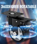 Set of four 4-inch locking caster wheels with top-plate mount and brake, black housing