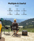 Person using Portable Solar Generator Kit With 2304Wh LFP Battery in mountain setting, ideal for off-grid camping.