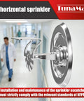 Sleek Recessed Fire Sprinkler Escutcheon Trim Ring Covers 1/2 Inch Ips Pipes To Hide Ugly Hardware In Any Residential Or Commercial Space Quick Snap On Design For Hassle Free Install And A Clean Modern Look visible in a hospital setting