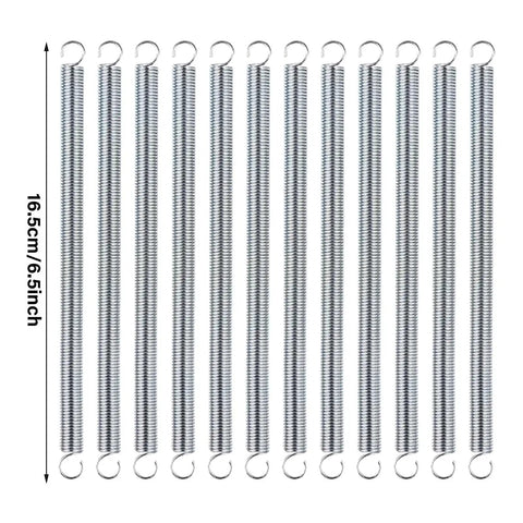 Twelve Pc Heavy Duty Mechanical Compression Springs With Hook Ends For DIY Mods And Home Repairs Made From Fatigue Resistant Spring Steel To Keep Your Gadgets Running Smooth All Day Long, 16.5cm length.