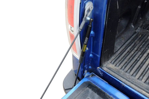 Heavy Duty Tailgate Assist Fits 2015 To Current Ford F150 showing hydraulic cushioning installed on truck tailgate.