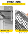 Effortless assembly features of Heavy Duty 8X13 Inch Chimney Cap, showing pre-drilled holes and edge-folded mesh design.