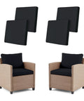 4 Pack Stretchy Outdoor Cushion Covers For Patio Furniture, Washable, Reusable, Black covers on wicker chairs and floating