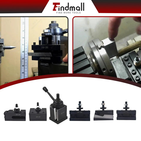 Six Piece BXA Wedge Type Quick Change Tool Post Set For Lathe Turning And Facing Holders With 10 To 15 Inch Swing Hardened Steel