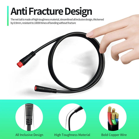 Waterproof Ebike Extension Cable 5 Pin Male To Female Signal Line For Electric Bicycle Hub Motor And Mid Drive Conversion Kits Includes Throttle PAS Display Light Shift Sensor IP66 80cm
