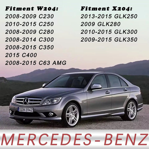 Mercedes-Benz W204 and GLK X204 fitment guide with parked car for Dope Chrome Interior Door Handle Repair Kit For Mercedes Benz W204 X204 C230 C250 C280 C300 C350 C63 GLK250 GLK280 GLK300 Left Front Or Rear Driver Side Inside Door Lever Replacement Part