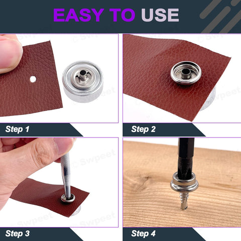 Step-by-step guide to using 62Pcs Canvas Snap Kit for Marine Canvas Upholstery and Boat Covers with stainless steel fasteners