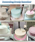 Automatic Cake Coating And Smoothing Machine For 4 To 12 Inch Cakes In Stainless Steel With Turntable, demonstrating even frosting application